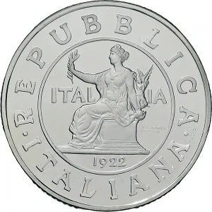 Repubblica Italiana Lire 1946 2001 Repubblica Italiana Emissioni in argento confezionate 1 lira 2000 Storia della Lira Italia seduta 2 tipo 34 mm 21,89 22,11 g Ag dritto