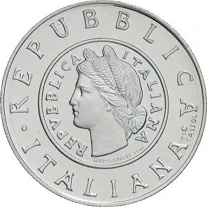 Repubblica Italiana Lire 1946 2001 Repubblica Italiana Emissioni in argento confezionate 1 lira 2001 Storia della Lira Arancia 3 tipo 29 mm 10,945 11,055 g Ag dritto