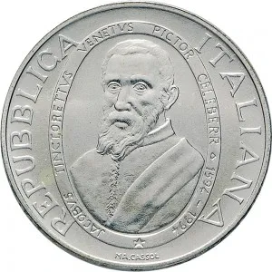 Repubblica Italiana Lire 1946 2001 Repubblica Italiana Emissioni in argento confezionate 1.000 lire 1994 Tintoretto 31,4 mm 14,527 14,673 g Ag dritto