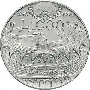 Repubblica Italiana Lire 1946 2001 Repubblica Italiana Emissioni in argento confezionate 1.000 lire 1995 Pietro Mascagni 31,4 mm 14,527 14,673 g Ag rovescio