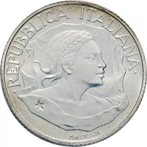Repubblica Italiana Lire 1946 2001 Repubblica Italiana Emissioni in argento confezionate 10.000 lire 1997 Istituzione del tricolore 34 mm 21,89 22,11 g Ag dritto