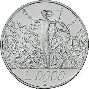 Repubblica Italiana Lire 1946 2001 Repubblica Italiana Emissioni in argento confezionate 10.000 lire 2000 Anno Duemila La Fede 3 tipo 34 mm 21,89 22,11 g Ag rovescio