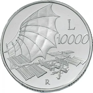Repubblica Italiana Lire 1946 2001 Repubblica Italiana Emissioni in argento confezionate 10.000 lire 2000 Anno Duemila L'Uomo 3 tipo 34 mm 21,89 22,11 g Ag rovescio