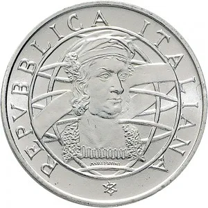 Repubblica Italiana Lire 1946 2001 Repubblica Italiana Emissioni in argento confezionate 200 lire 1989 Scoperta dell'America 1 tipo 24 mm 4,9 5,1 g Ag dritto