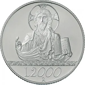 Repubblica Italiana Lire 1946 2001 Repubblica Italiana Emissioni in argento confezionate 2.000 lire 1998 Anno Duemila La Fede 1 tipo 31,4 mm 15,92 16,08 g Ag rovescio