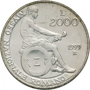 Repubblica Italiana Lire 1946 2001 Repubblica Italiana Emissioni in argento confezionate 2.000 lire 1999 Museo nazionale romano 31,4 mm 15,92 16,08 g Ag rovescio