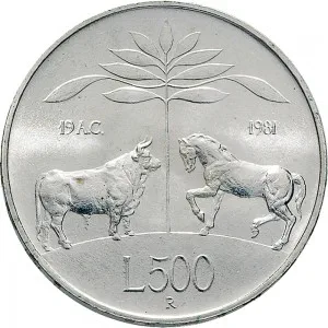 Repubblica Italiana Lire 1946 2001 Repubblica Italiana Emissioni in argento confezionate 500 lire 1981 Publio Virgilio Marone 29 mm 10,945 11,055 g Ag rovescio