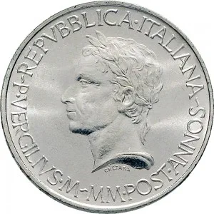 Repubblica Italiana Lire 1946 2001 Repubblica Italiana Emissioni in argento confezionate 500 lire 1981 Publio Virgilio Marone 29 mm 10,945 11,055 g Ag dritto