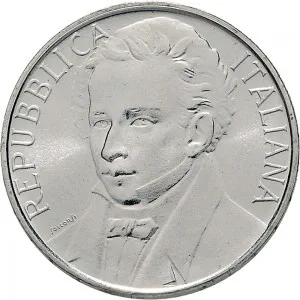 Repubblica Italiana Lire 1946 2001 Repubblica Italiana Emissioni in argento confezionate 500 lire 1987 Giacomo Leopardi 29 mm 10,945 11,055 g Ag dritto