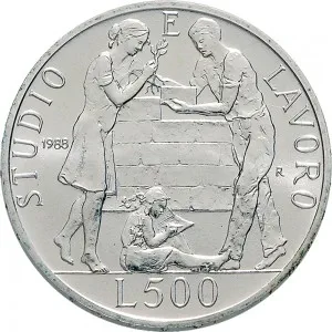 Repubblica Italiana Lire 1946 2001 Repubblica Italiana Emissioni in argento confezionate 500 lire 1988 San Giovanni Bosco 29 mm 10,945 11,055 g Ag rovescio