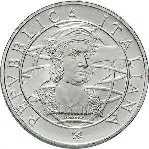 Repubblica Italiana Lire 1946 2001 Repubblica Italiana Emissioni in argento confezionate 500 lire 1989 Scoperta dell'America 1 tipo 29 mm 10,945 11,055 g Ag dritto