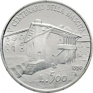Repubblica Italiana Lire 1946 2001 Repubblica Italiana Emissioni in argento confezionate 500 lire 1990 Tiziano 29 mm 10,945 11,055 g Ag rovescio