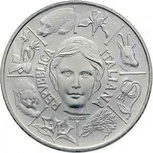 Repubblica Italiana Lire 1946 2001 Repubblica Italiana Emissioni in argento confezionate 500 lire 1991 Flora e fauna da salvare 1 tipo 32 mm 14,945 15,055 g Ag dritto