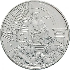 Repubblica Italiana Lire 1946 2001 Repubblica Italiana Emissioni in argento confezionate 500 lire 1992 Piero della Francesca 29 mm 10,945 11,055 g Ag rovescio