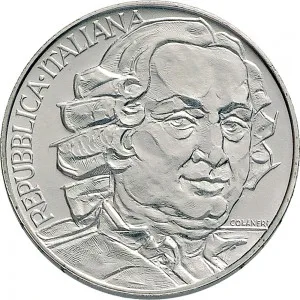 Repubblica Italiana Lire 1946 2001 Repubblica Italiana Emissioni in argento confezionate 500 lire 1993 Carlo Goldoni 29 mm 10,945 11,055 g Ag dritto