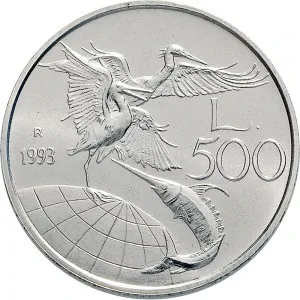 Repubblica Italiana Lire 1946 2001 Repubblica Italiana Emissioni in argento confezionate 500 lire 1993 Flora e fauna da salvare 3 tipo 32 mm 14,945 15,055 g Ag rovescio