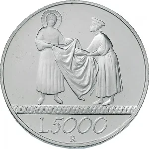 Repubblica Italiana Lire 1946 2001 Repubblica Italiana Emissioni in argento confezionate 5.000 lire 1999 Anno Duemila La Fede 2 tipo 32 mm 17,91 18,09 g Ag rovescio