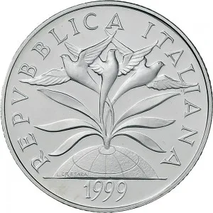 Repubblica Italiana Lire 1946 2001 Repubblica Italiana Emissioni in argento confezionate 5.000 lire 1999 Anno Duemila La Fede 2 tipo 32 mm 17,91 18,09 g Ag dritto
