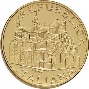 Repubblica Italiana Lire 1946 2001 Repubblica Italiana Emissioni in oro confezionate 50.000 lire 1995 Basilica di SantAntonio 20 mm 7,4625 7,5375 g Au dritto
