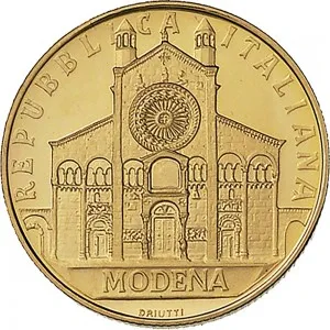 Repubblica Italiana Lire 1946 2001 Repubblica Italiana Emissioni in oro confezionate 50.000 lire 1999 Duomo di Modena 20 mm 7,4625 7,5375 g Au dritto