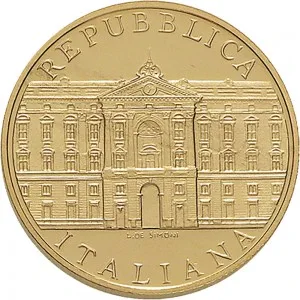Repubblica Italiana Lire 1946 2001 Repubblica Italiana Emissioni in oro confezionate 50.000 lire 2001 Reggia di Caserta 20 mm 7,4625 7,5375 g Au dritto