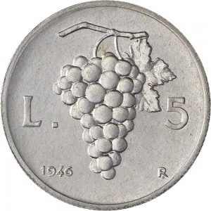 Repubblica Italiana Lire 1946 2001 Repubblica Italiana Monetazione del primo periodo fino al 1950 5 lire