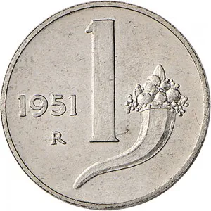 Repubblica Italiana Lire 1946 2001 Repubblica Italiana Monetazione del secondo periodo dal 1951 1 lira