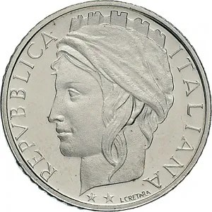 Repubblica Italiana Lire 1946 2001 Repubblica Italiana Monetazione del secondo periodo dal 1951 100 lire 1995 Globo terrestre 22 mm 4,4 4,6 g CuNi dritto