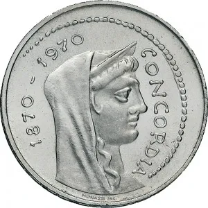 Repubblica Italiana Lire 1946 2001 Repubblica Italiana Monetazione del secondo periodo dal 1951 1.000 lire 1970 Pavimentazione 31,4 mm 14,5562 14,6438 g Ag dritto
