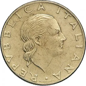 Repubblica Italiana Lire 1946 2001 Repubblica Italiana Monetazione del secondo periodo dal 1951 200 lire 1990 Palazzo Spada 24 mm 4,9 5,1 g Ba dritto