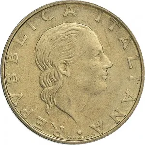 Repubblica Italiana Lire 1946 2001 Repubblica Italiana Monetazione del secondo periodo dal 1951 200 lire 1999 Carabinieri tutela patrimonio artistico 24 mm 4,9 5,1 g Ba dritto