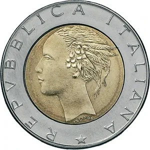 Repubblica Italiana Lire 1946 2001 Repubblica Italiana Monetazione del secondo periodo dal 1951 500 lire 1982 2001 Piazza del Quirinale 25,8 mm 6,65 6,95 g Ac Ba dritto