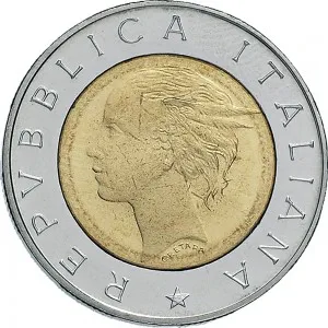 Repubblica Italiana Lire 1946 2001 Repubblica Italiana Monetazione del secondo periodo dal 1951 500 lire 1994 Luca Pacioli 25,8 mm 6,65 6,95 g Ac Ba dritto