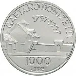 Repubblica Italiana Repubblica Italiana Lire 1946 2001Emissioni in argento confezionate 1.000 lire 1997 Gaetano Donizetti 31.4 mm 14,527 14,673 g Ag rovescio