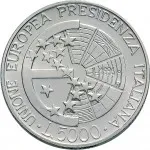 Repubblica Italiana Repubblica Italiana Lire 1946 2001Emissioni in argento confezionate 5.000 lire 1996 Presidenza italiana Unione europea 32 mm 17,91 18,09 g Ag rovescio