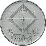 Repubblica Italiana Repubblica Italiana Lire 1946 2001Monetazione del secondo periodo dal 1951 100 lire 1974 Guglielmo Marconi 27.8 mm 7,8 8,2 g Ac rovescio