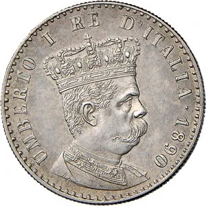Umberto I di Savoia 1878 1900 Colonia Eritrea 1 10 di tallero da 50 centesimi 1890 Valore su due rami di alloro 18 mm 2,470 2,518 g Ag dritto