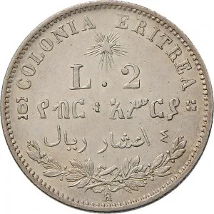 Umberto I di Savoia 1878 1900 Colonia Eritrea 4 10 di tallero da 2 lire