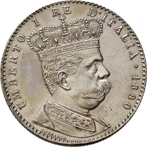 Umberto I di Savoia 1878 1900 Colonia Eritrea 4 10 di tallero da 2 lire 1890 1896 Valore su due rami di alloro 27 mm 9,90 10,05 g Ag dritto