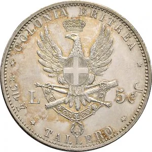 Umberto I di Savoia 1878 1900 Colonia Eritrea Tallero da 5 lire
