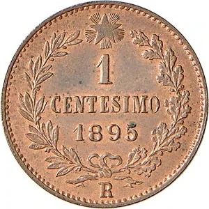 Umberto I di Savoia 1878 1900 Regno d'Italia 1 centesimo 1895 1900 Valore entro semicorona di alloro e quercia 15 mm 0,95 1,03 g rovescio