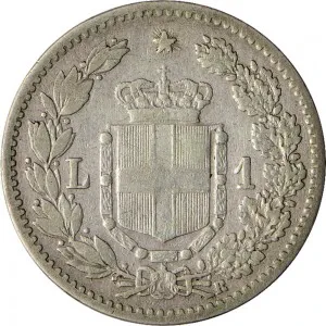 Umberto I di Savoia 1878 1900 Regno d'Italia 1 lira 1883 1900 Scudo sannitico 23 mm 4,96 5,01 g Ag rovescio