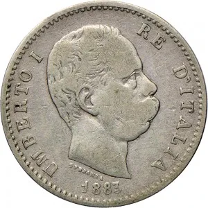 Umberto I di Savoia 1878 1900 Regno d'Italia 1 lira 1883 1900 Scudo sannitico 23 mm 4,96 5,01 g Ag dritto