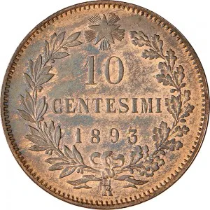 Umberto I di Savoia 1878 1900 Regno d'Italia 10 Centesimi