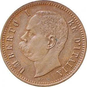 Umberto I di Savoia 1878 1900 Regno d'Italia 2 centesimi