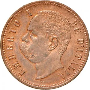 Umberto I di Savoia 1878 1900 Regno d'Italia 2 centesimi