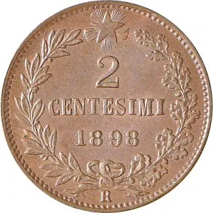 Umberto I di Savoia 1878 1900 Regno d'Italia 2 centesimi