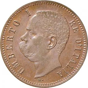 Umberto I di Savoia 1878 1900 Regno d'Italia 2 centesimi