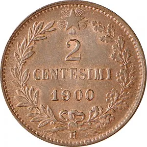 Umberto I di Savoia 1878 1900 Regno d'Italia 2 centesimi