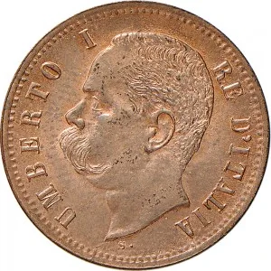 Umberto I di Savoia 1878 1900 Regno d'Italia 2 centesimi
